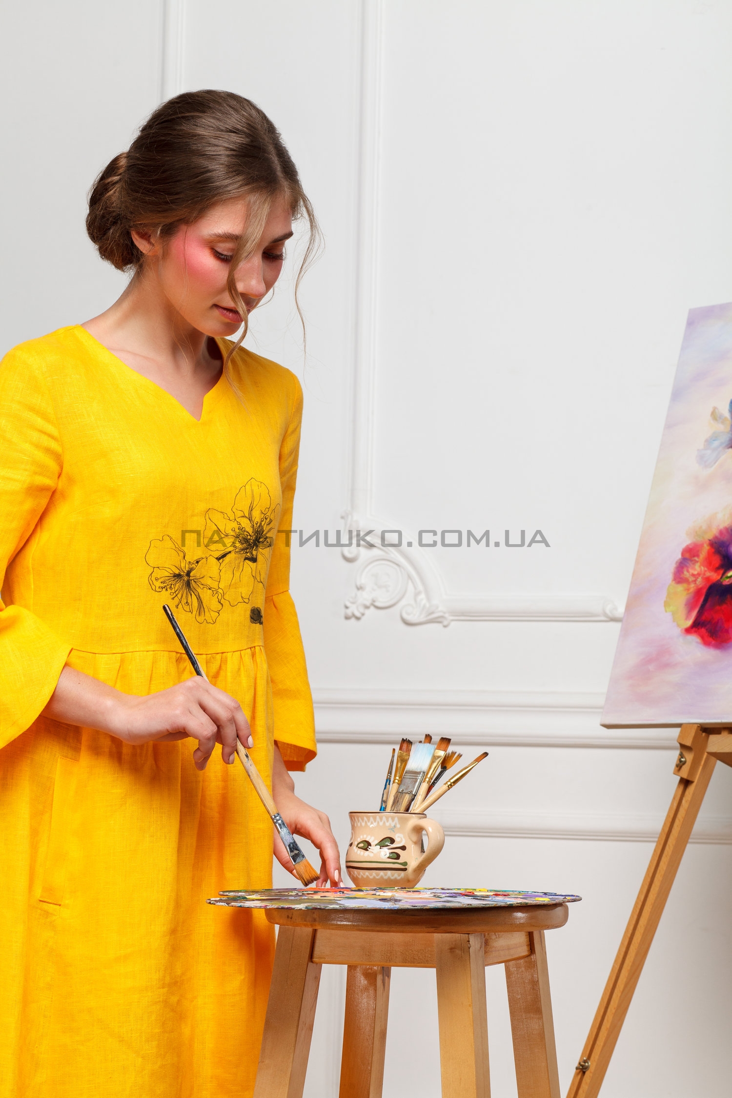  Платье желтое