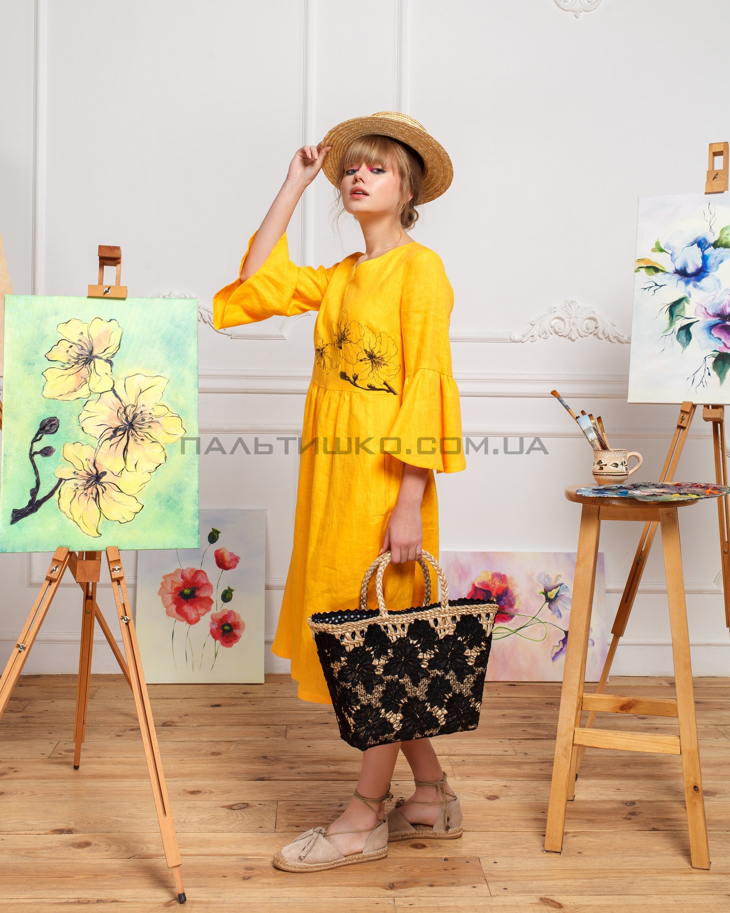 Платье желтое