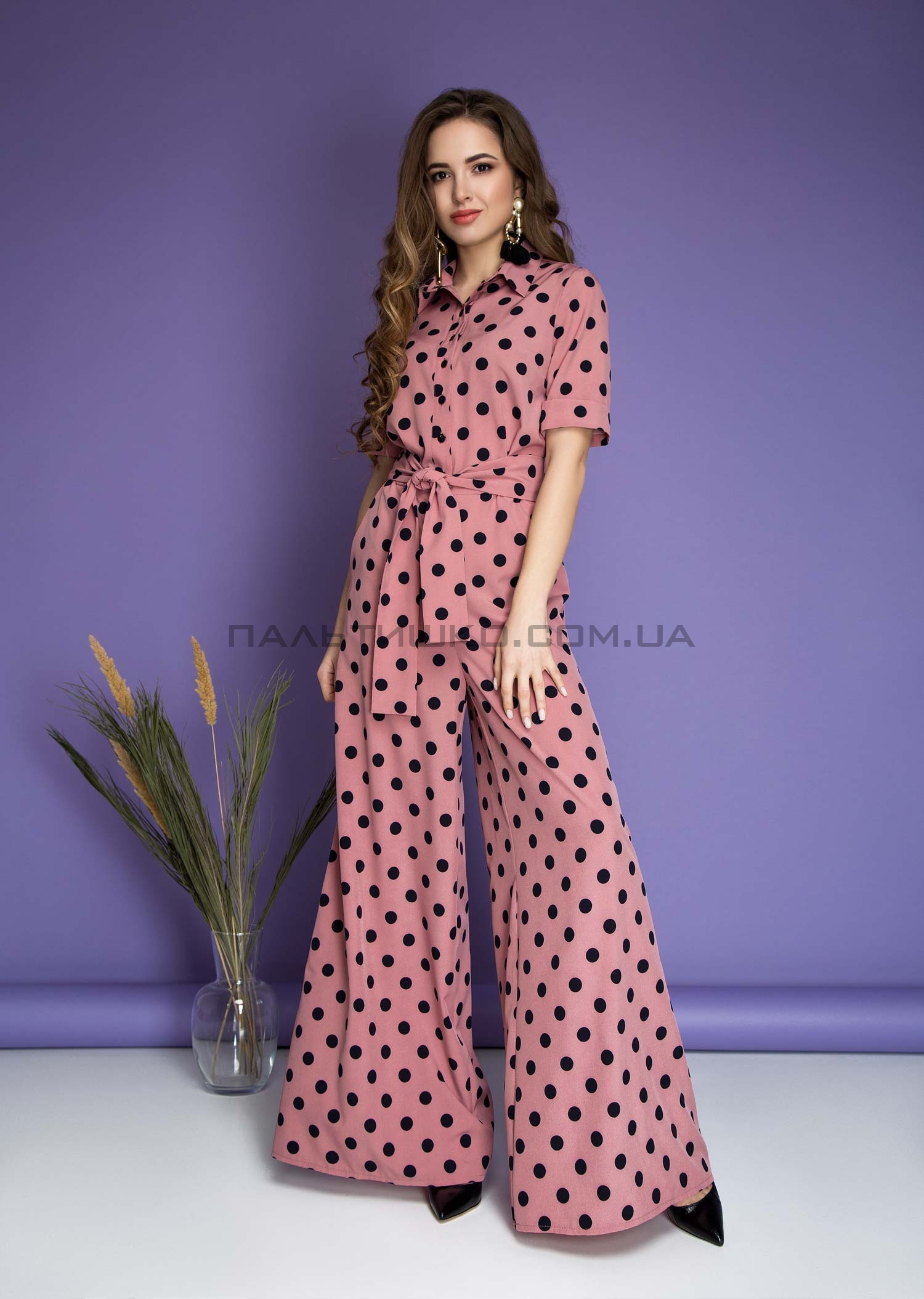  Комбінезон рожевий в горошок