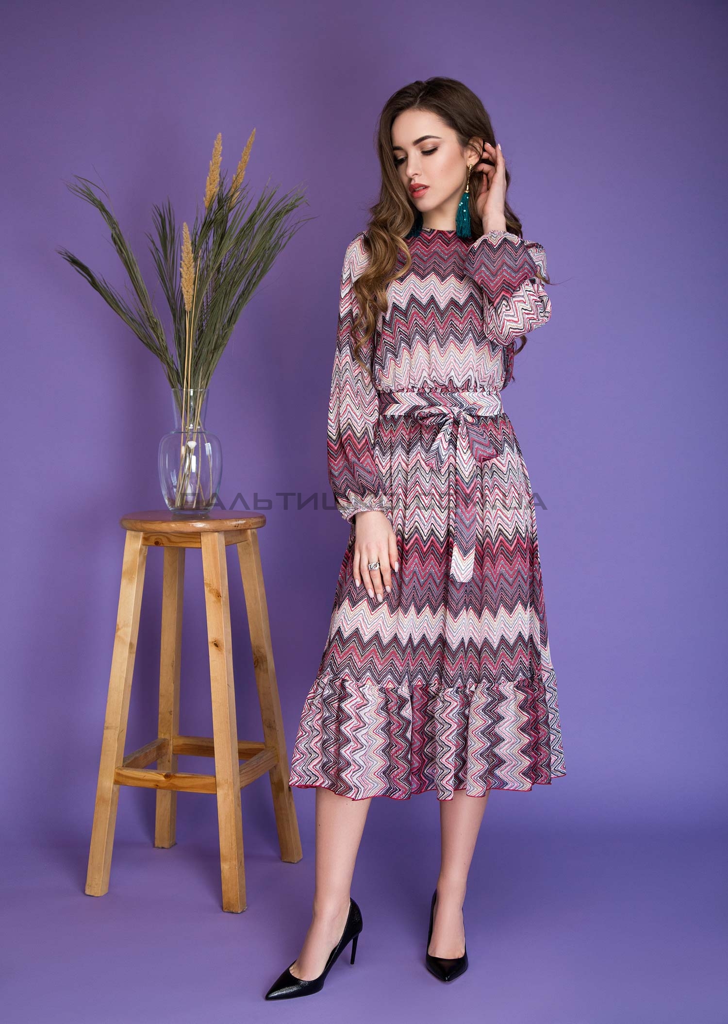  Сукня з принтом рожевий зигзаг