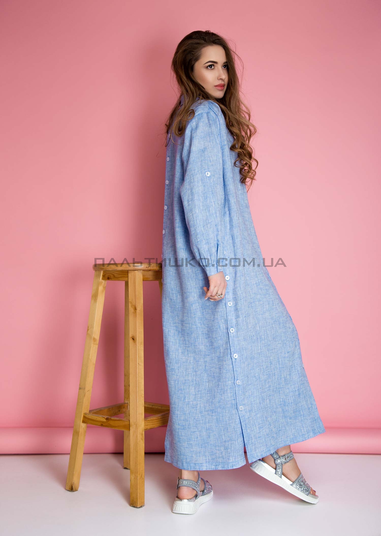  Платье-халат прямого кроя