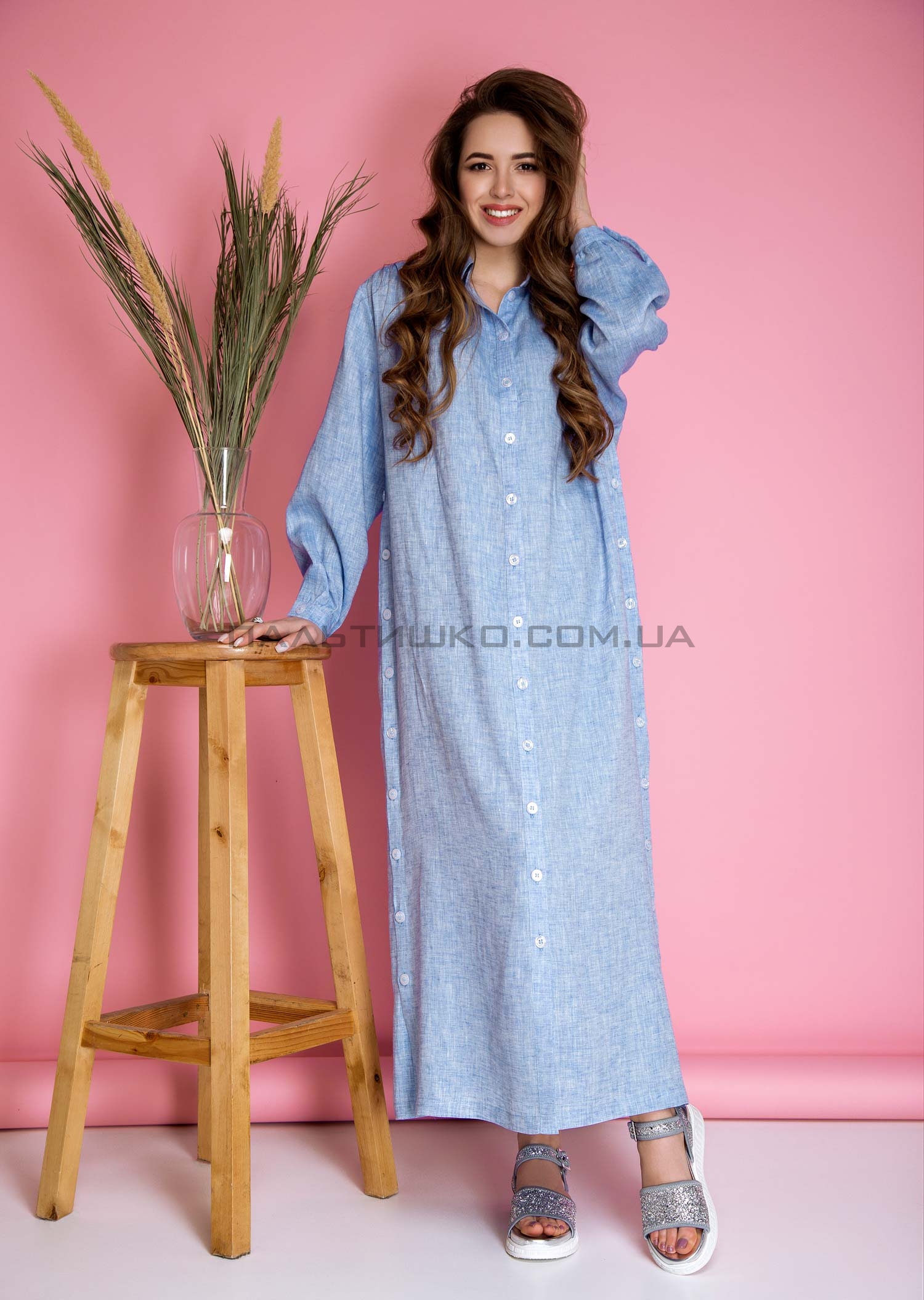  Платье-халат прямого кроя