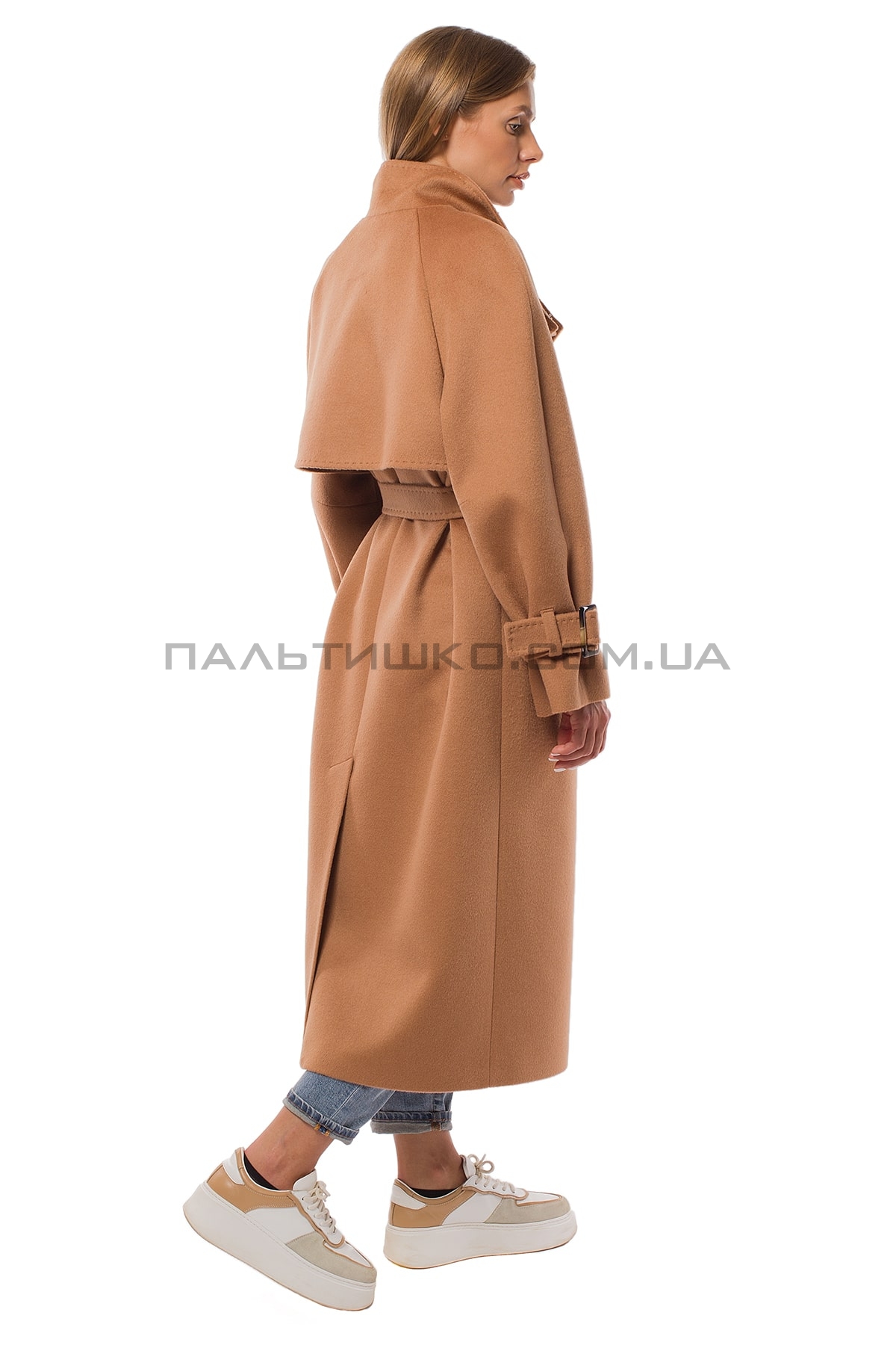  Пальто жіноче кемел, комір стійка