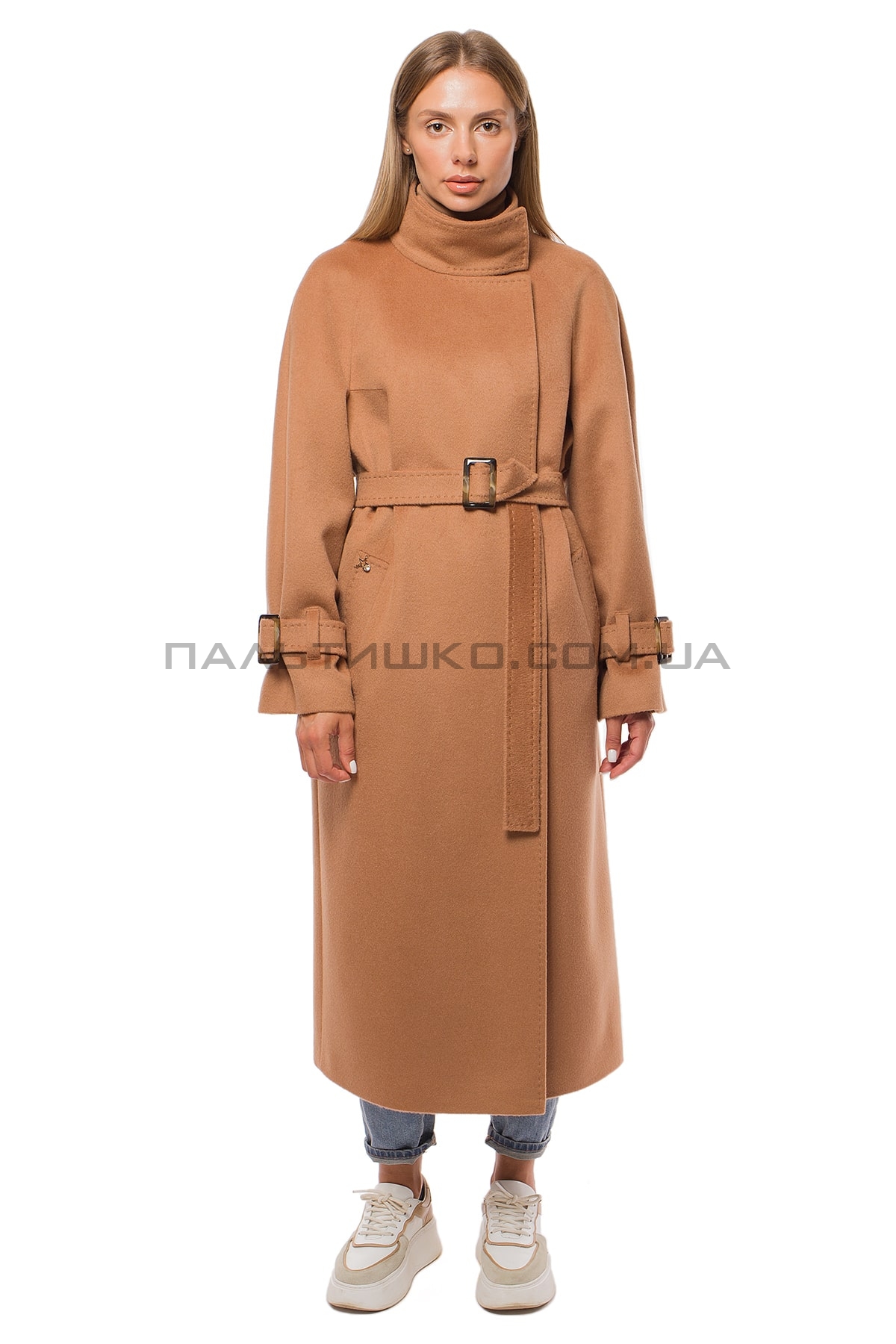  Пальто жіноче кемел, комір стійка