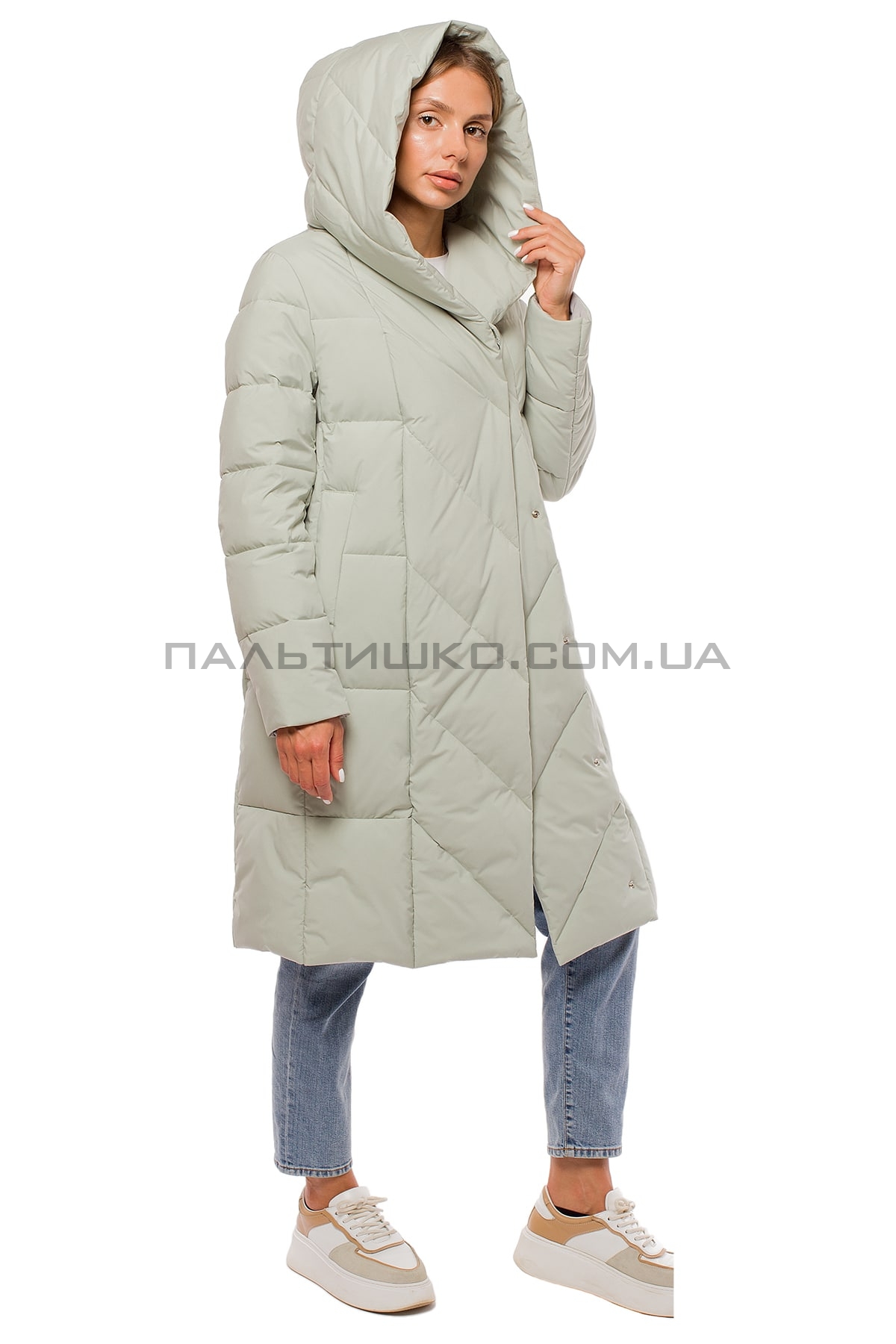  Жіночий пуховик сірий на утеплювачі Tinsul-M