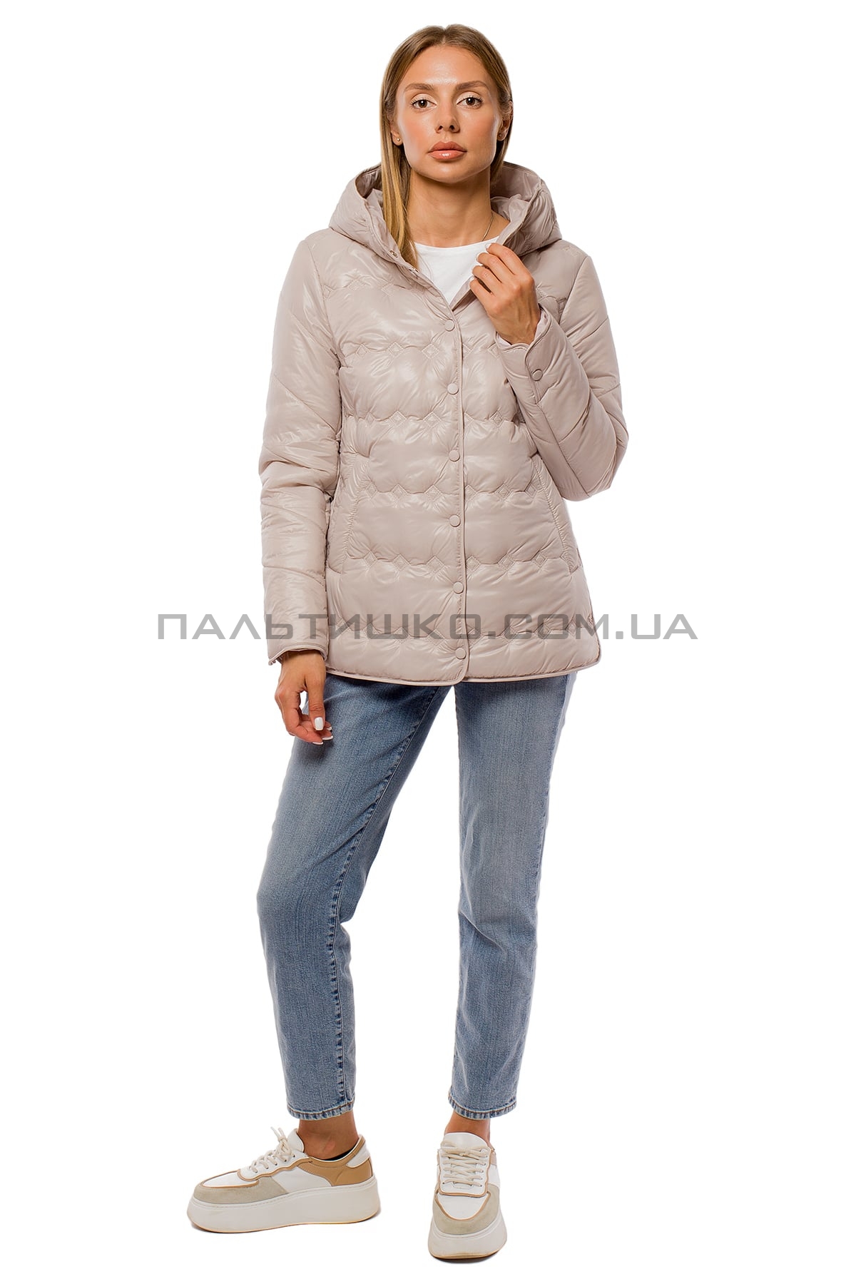  Жіноча сіра куртка з капюшоном
