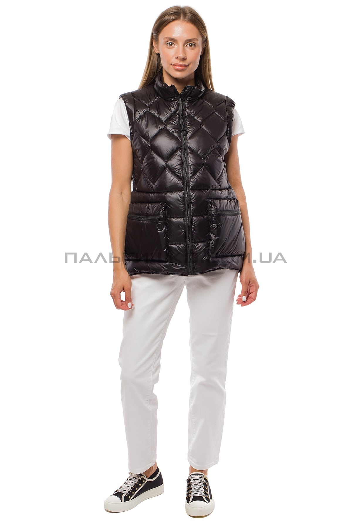  Женский жилет черный стеганый