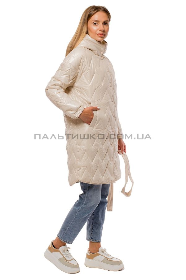 Stella Polare Молочне стьобане пальто під пояс