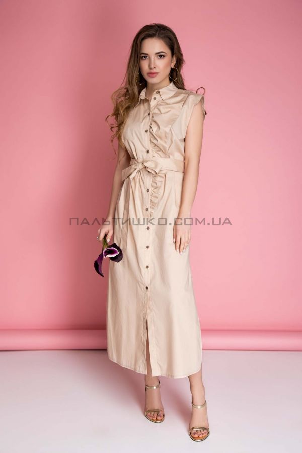 Stella Polare Сукня бежева з оригінальним воланом